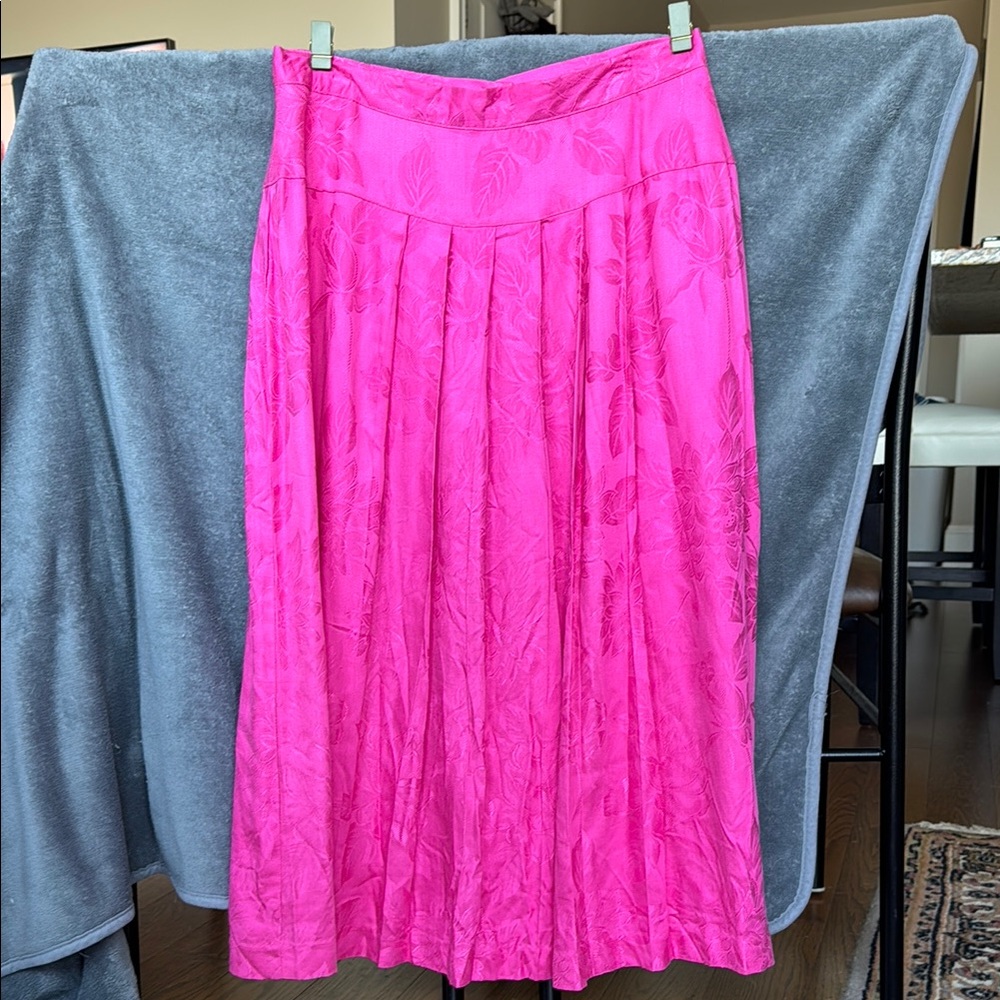 Vintage 70s Pink Floral Pleated Skirt